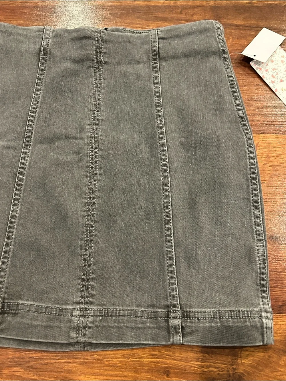 NWT Free People Modern Femme Gray Stretchy Denim Mini Skirt Womens Size 2